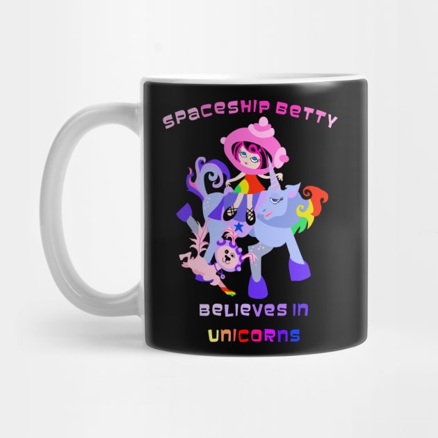 Spaceship Betty Believes in Unicorns by Lynndarakos